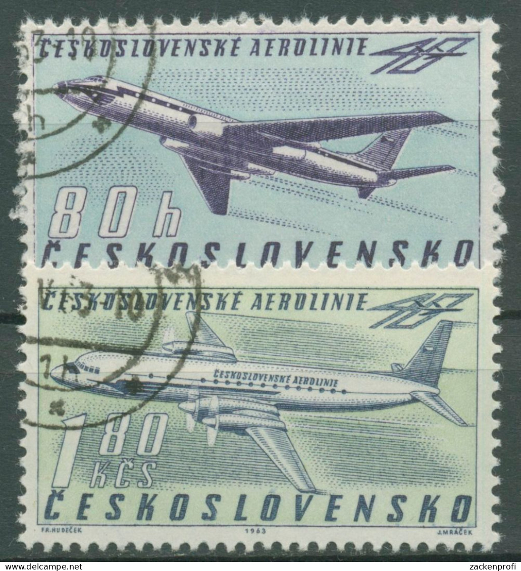Tschechoslowakei 1963 Aerolinie Flugzeuge 1405/06 Gestempelt - Gebraucht