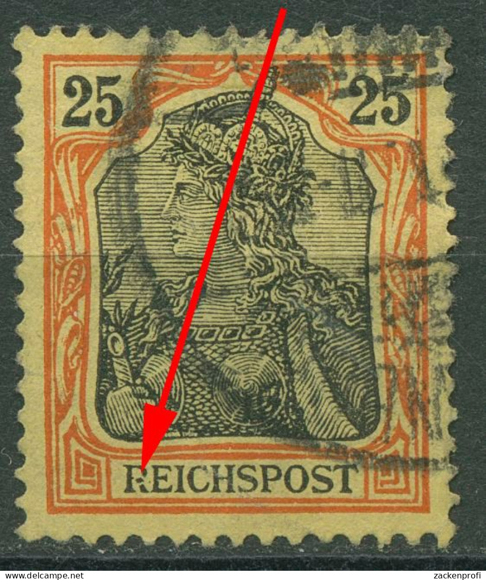 Deutsches Reich 1900 Germania REICHSPOST M. Plattenfehler 58 II Gestempelt - Errors & Oddities