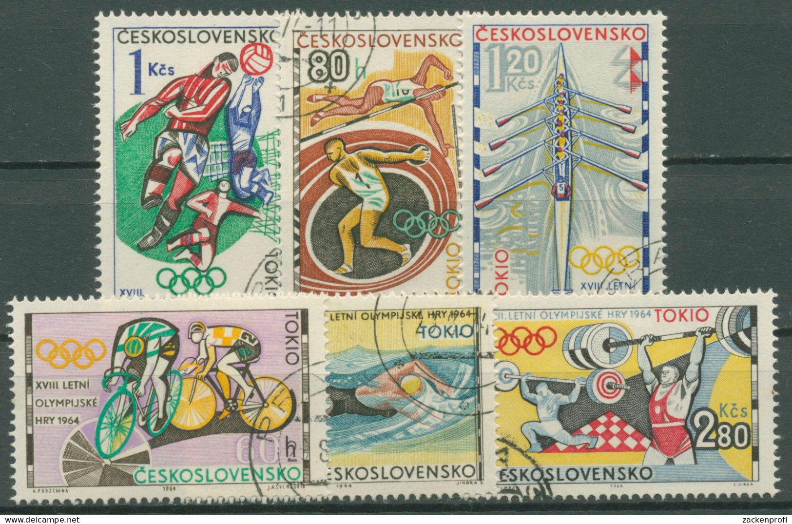 Tschechoslowakei 1964 Olympia Sommerspiele Tokio 1488/93 Gestempelt - Used Stamps