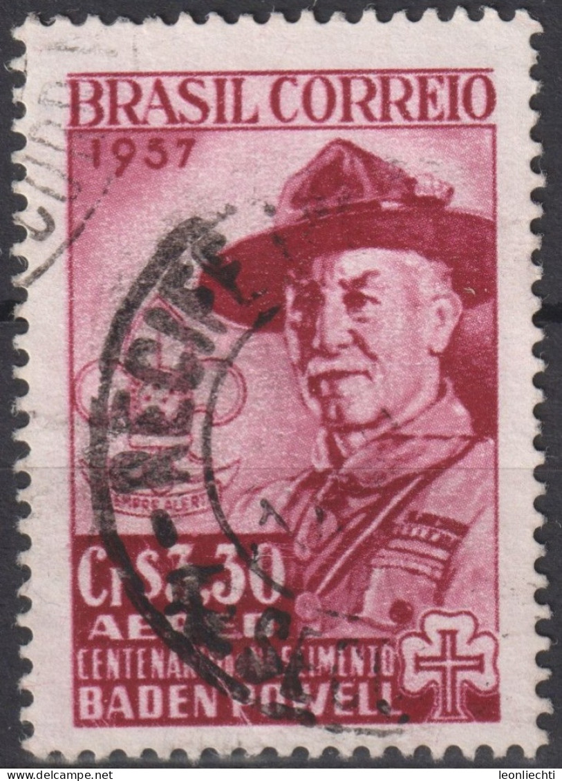 1957 Brasilien ° Mi:BR 913, Sn:BR C87, Yt:BR PA75, Centenary Of The Birth Of Lord Baden-Powell, Pfadfinder - Oblitérés