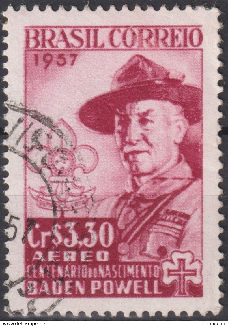 1957 Brasilien ° Mi:BR 913, Sn:BR C87, Yt:BR PA75, Centenary Of The Birth Of Lord Baden-Powell, Pfadfinder - Gebraucht