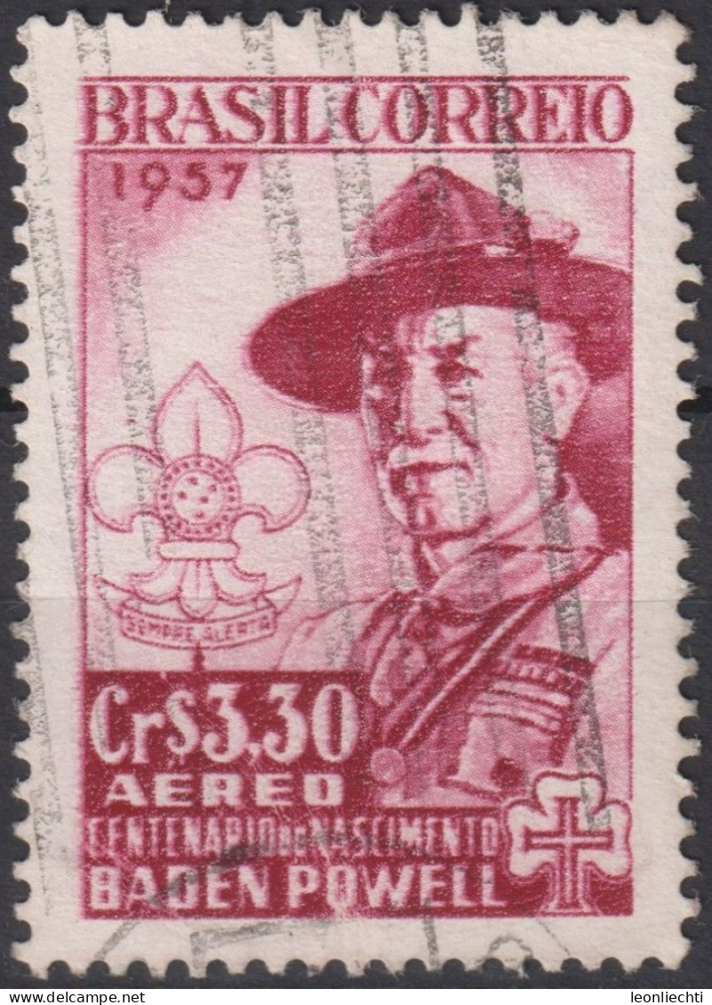 1957 Brasilien ° Mi:BR 913, Sn:BR C87, Yt:BR PA75, Centenary Of The Birth Of Lord Baden-Powell, Pfadfinder - Gebraucht