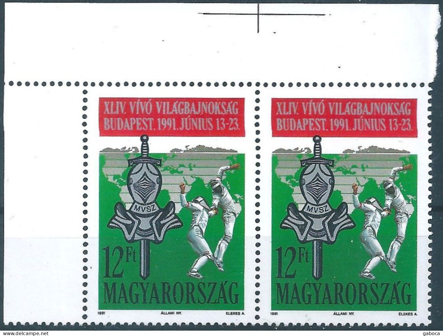 C5722 Hungary Martial Sport Geography Map Logo Event Pair MNH RARE - Scherma