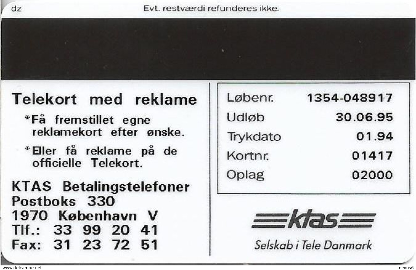 Denmark - KTAS - Ktas Air Balloon - TDKP061A - 01.1994, 1.985ex, 5kr, Used - Denemarken