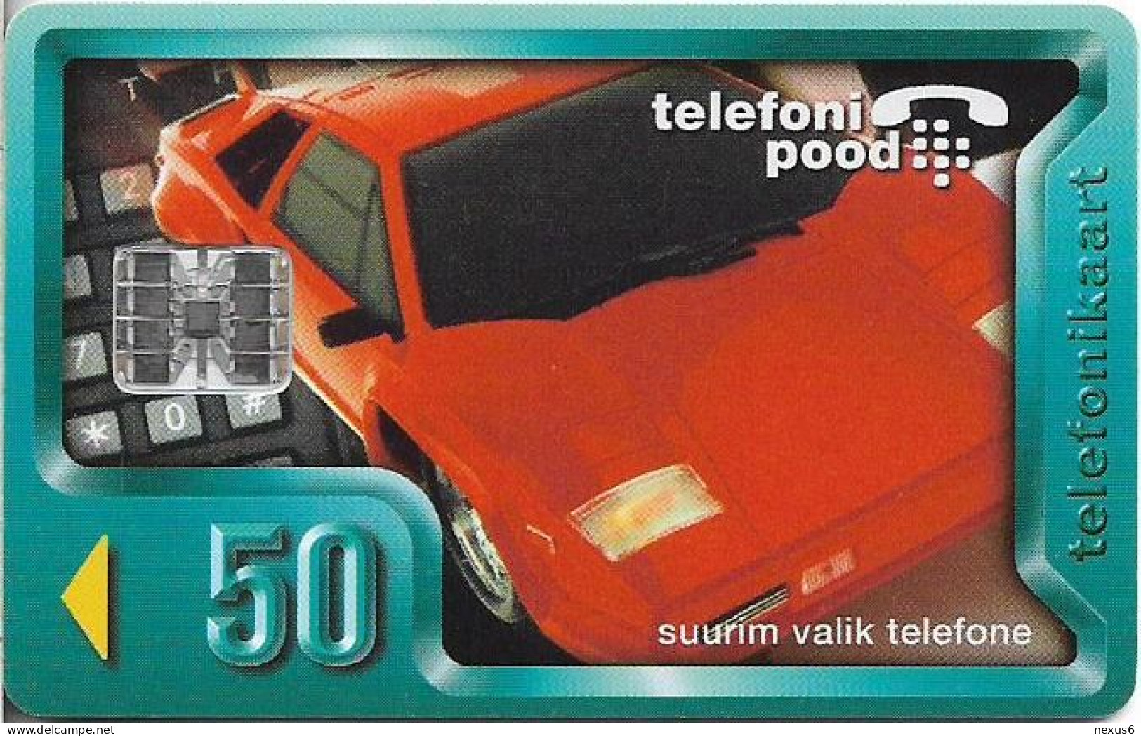 Estonia - Eesti Telefon - Red Lamborghini Countach Car, 07.1997, 50U, 50.000ex, Used - Estland