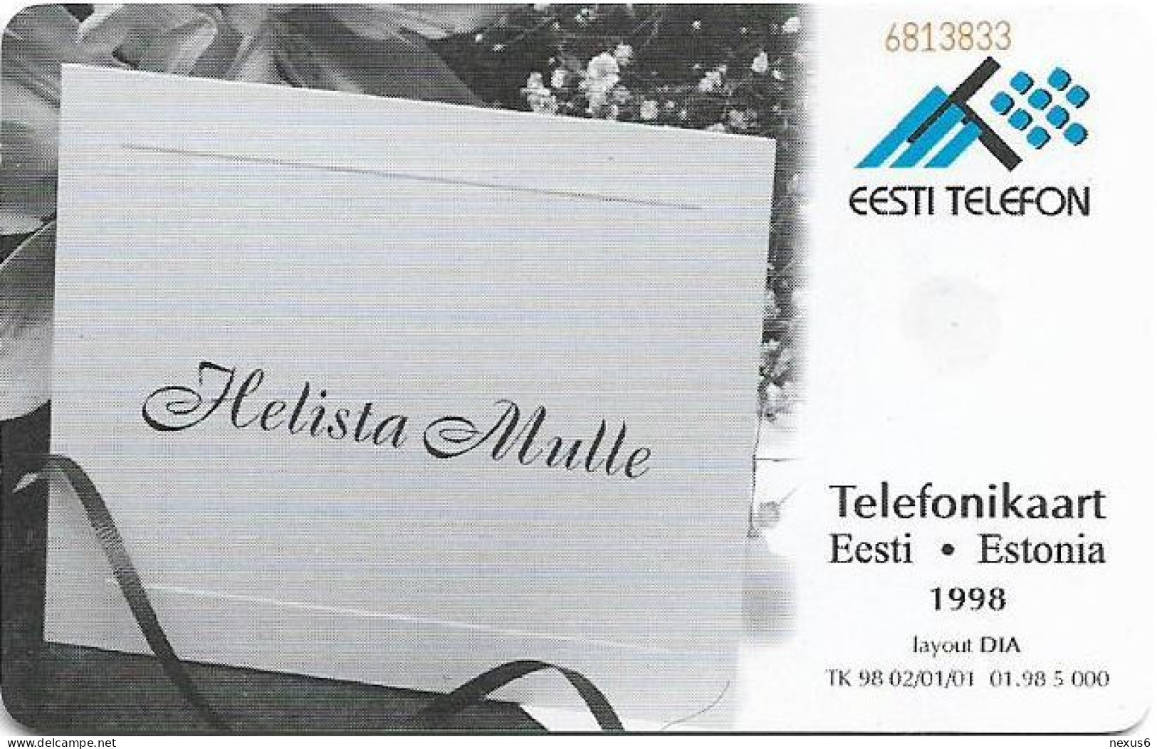 Estonia - Eesti Telefon - Valentine's Day, 01.1998, 100U, 5.000ex, Used - Estonie