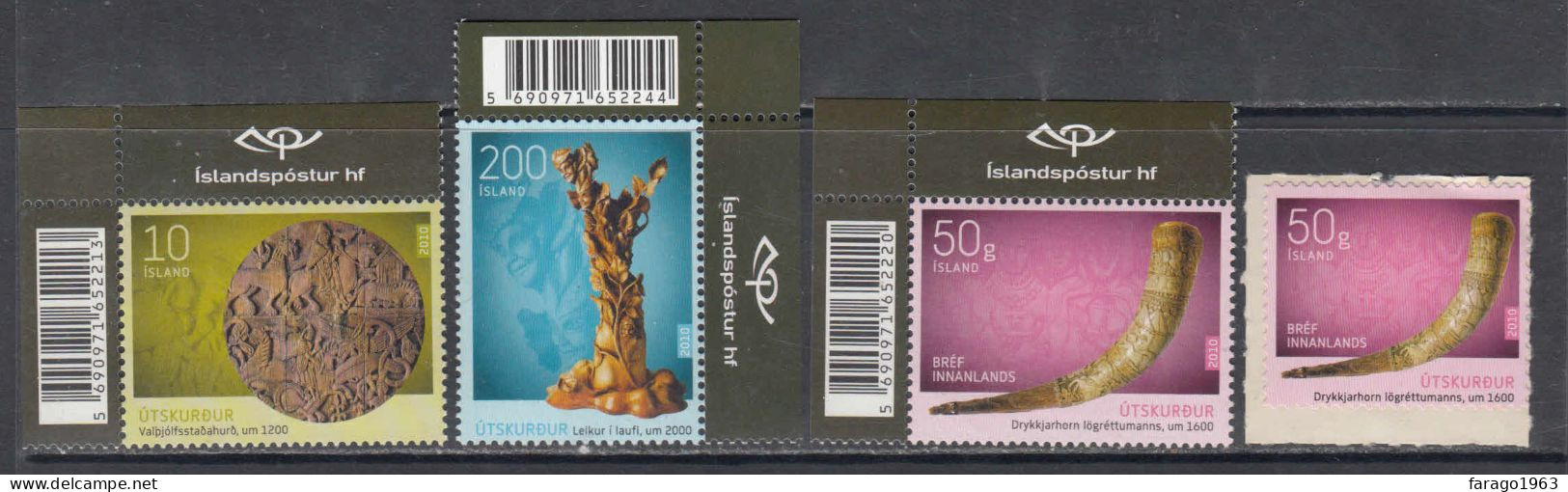 2010 Iceland Wood & Bone Carviings  Complete Set Of 4 MNH  @BELOW Face Value - Neufs