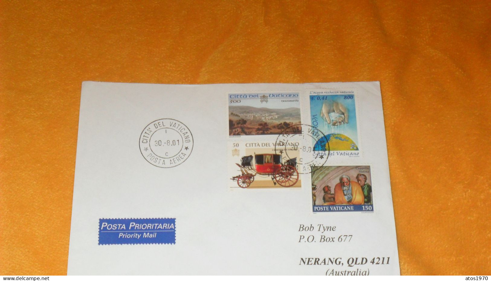 ENVELOPPE DE 2001../ CACHETS CITTA DEL VATICANO POUR NERANG AUSTALIA..+ TIMBRES X4 - Brieven En Documenten