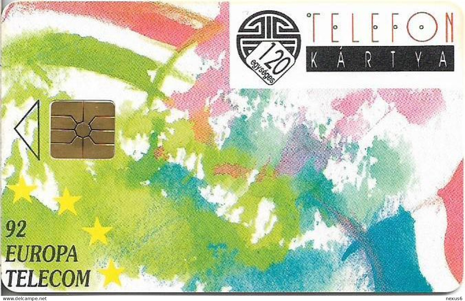 Hungary - Matáv - Europa Telecom 92, Gem1B Not Symm. Red, With Transp. Moreno, 10.1992, 120U, 10.000ex, Used - Ungarn