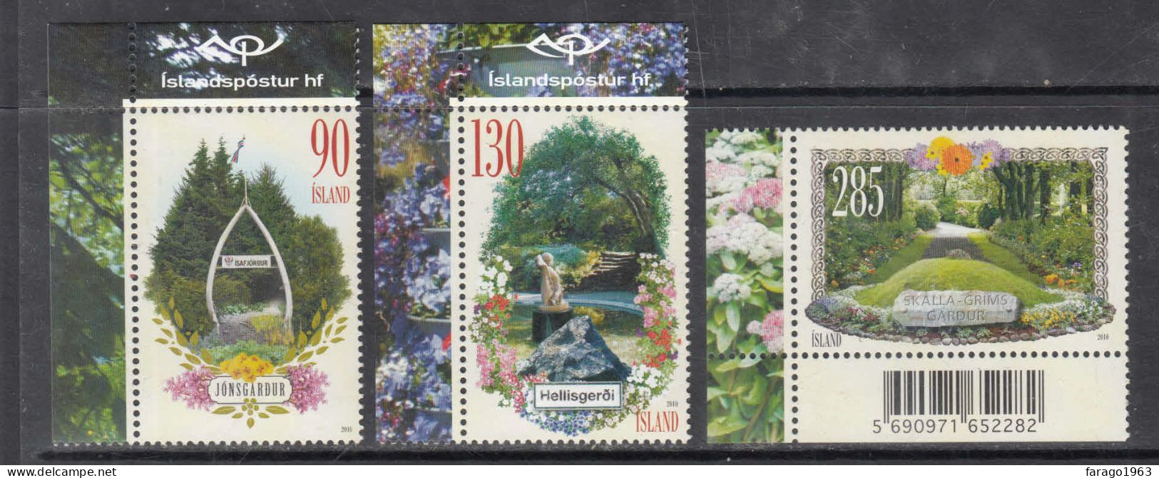 2010 Iceland Garden Parks Flowers Complete Set Of 3 MNH @BELOW Face Value - Neufs