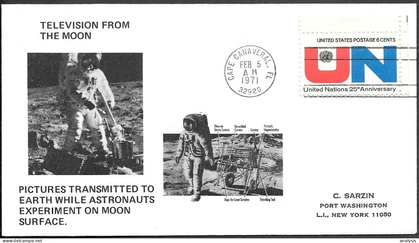 US Space Cover 1971. "Apollo 14" Experiments On Moon TV Transmission - Oceania