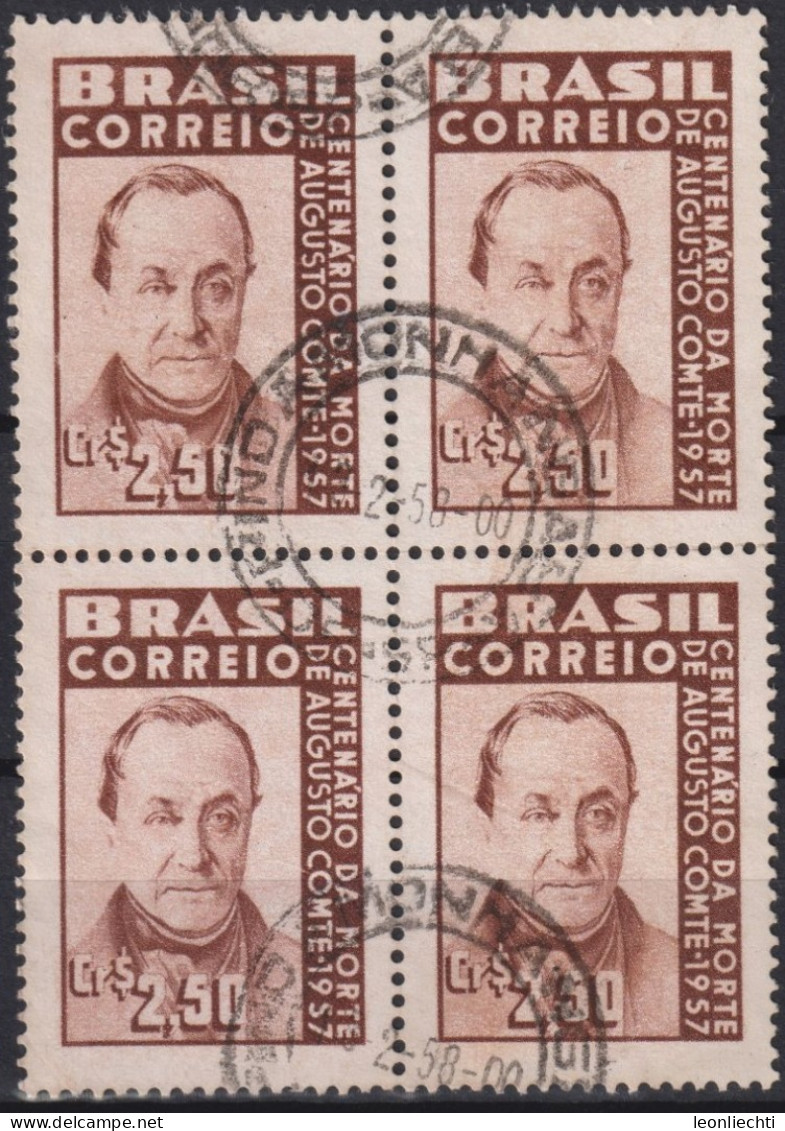 1957 Brasilien ° Mi:BR 919, Sn:BR 854, Yt:BR 639, Centenary Of Philosopher Agusto Comte's Death, Creator Of Po - Gebraucht