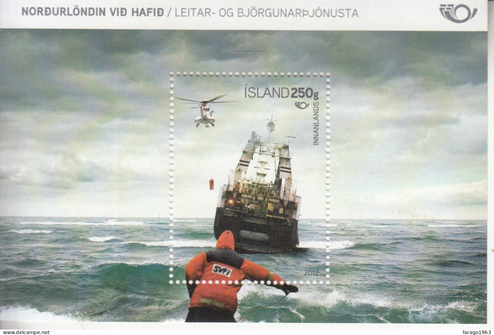 2012 Iceland Sea Rescue Helicopters Souvenir Sheet MNH - Nuevos