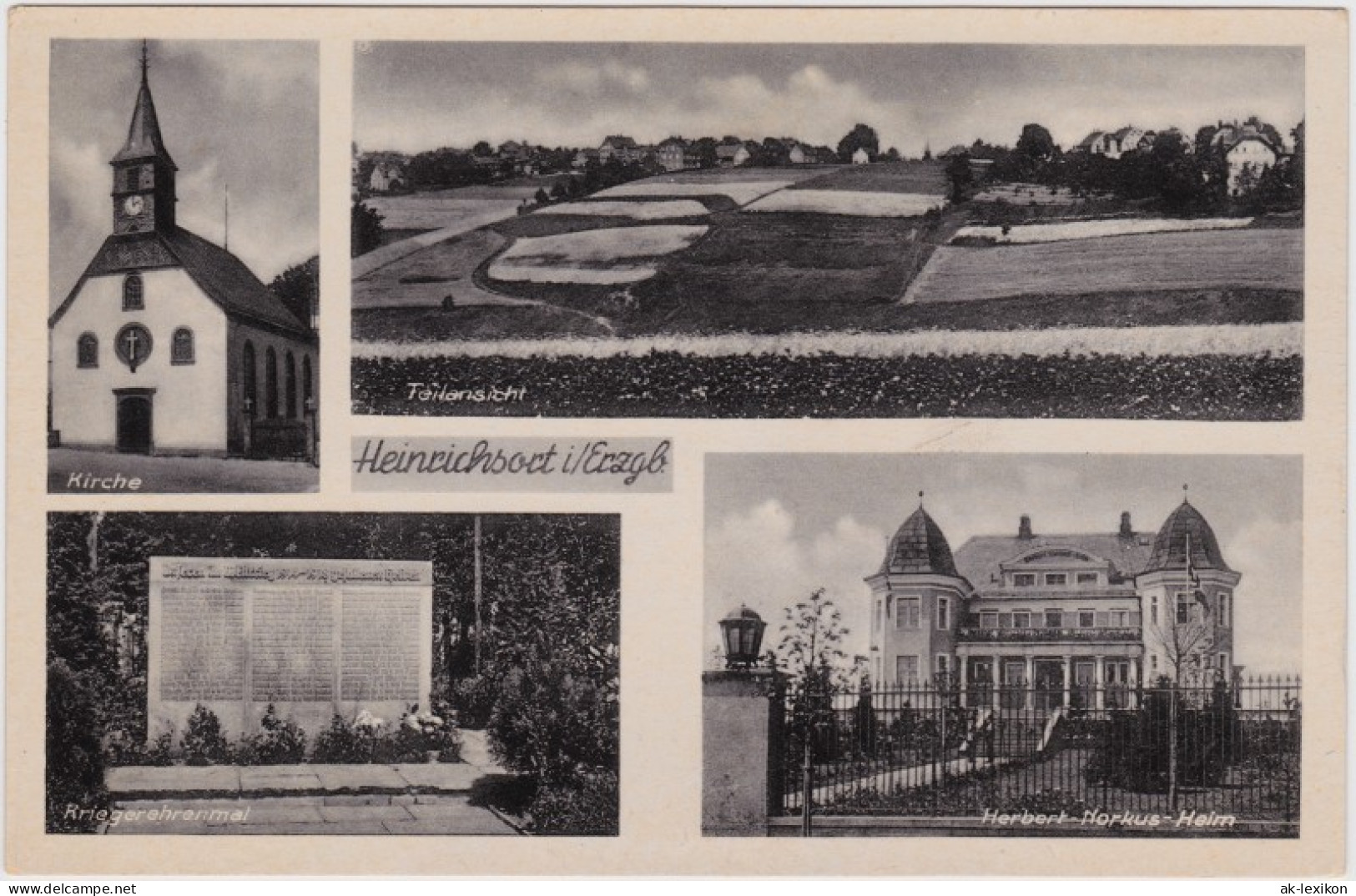 Heinrichsort-Lichtenstein (Sachsen) 4 Bild: Heim, Panorama, Kriegerdenkmal 1940  - Lichtenstein