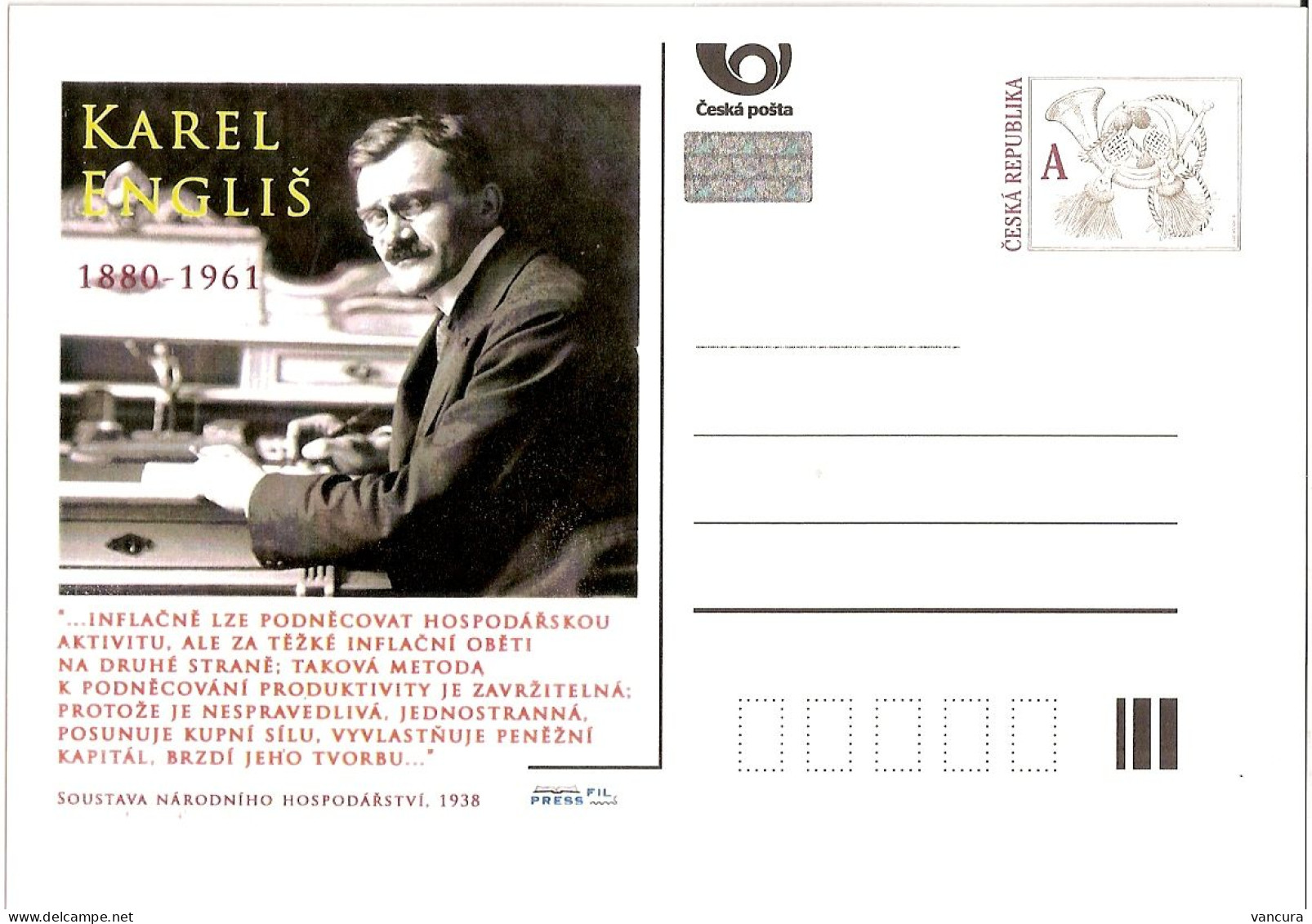 CDV C Czech Republic Karel Englis, Economist 2011 - Cartes Postales