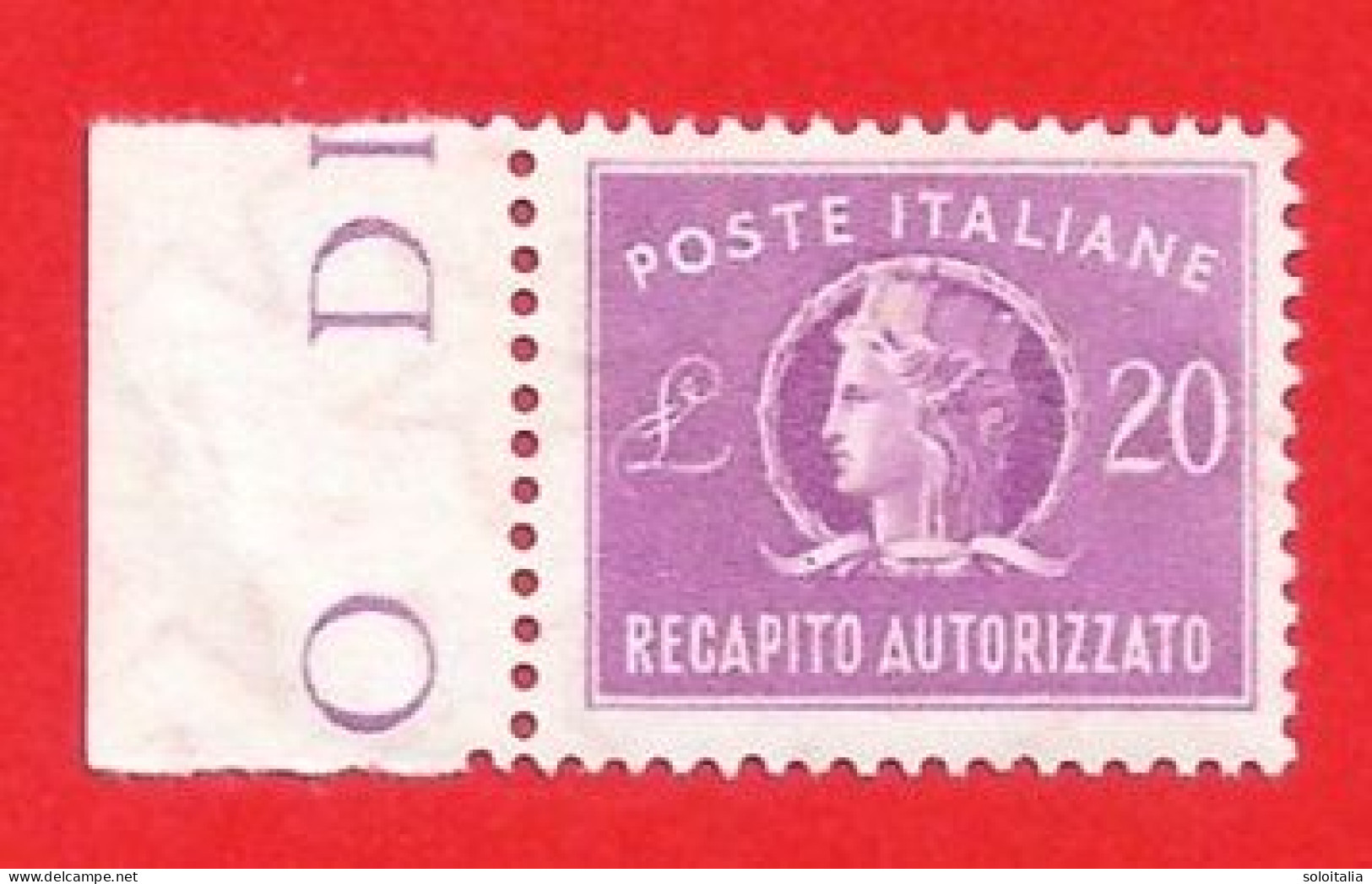 1955/90 (12/l) Recapito Autorizzato Filigrana Stella I Lire 20 - Nuovo - Express/pneumatic Mail