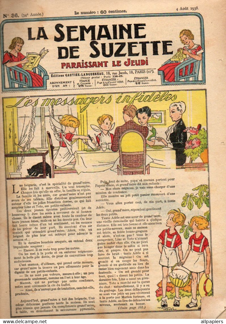 La Semaine De Suzette N°36 Les Messagers Infidèles - Comment Prenez-vous Votre Bain ? - Jeu La Girouette … - La Semaine De Suzette