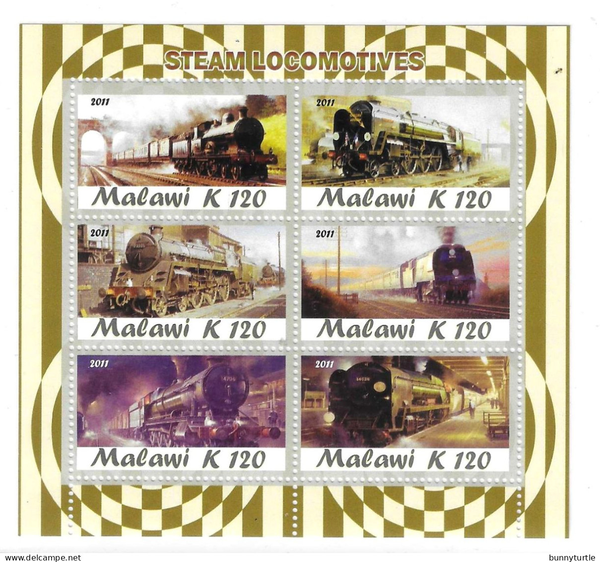 Malawi 2011 Steam Locomotives Trains Sheet Train MNH - Malawi (1964-...)