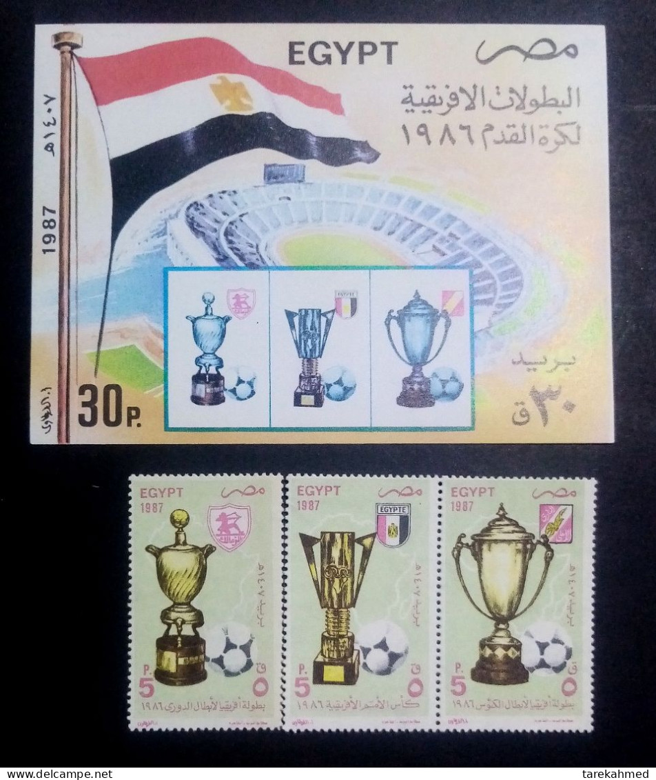 Egypt 1987, Complete SET Of The African Nations Cup Winners & It's Souvenir Sheet, MNH - Ungebraucht