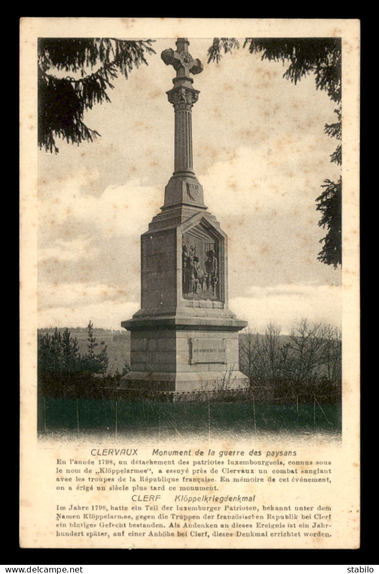 LUXEMBOURG - CLERVAUX - MONUMENTS AUX MORTS DES PAYSANS - Clervaux