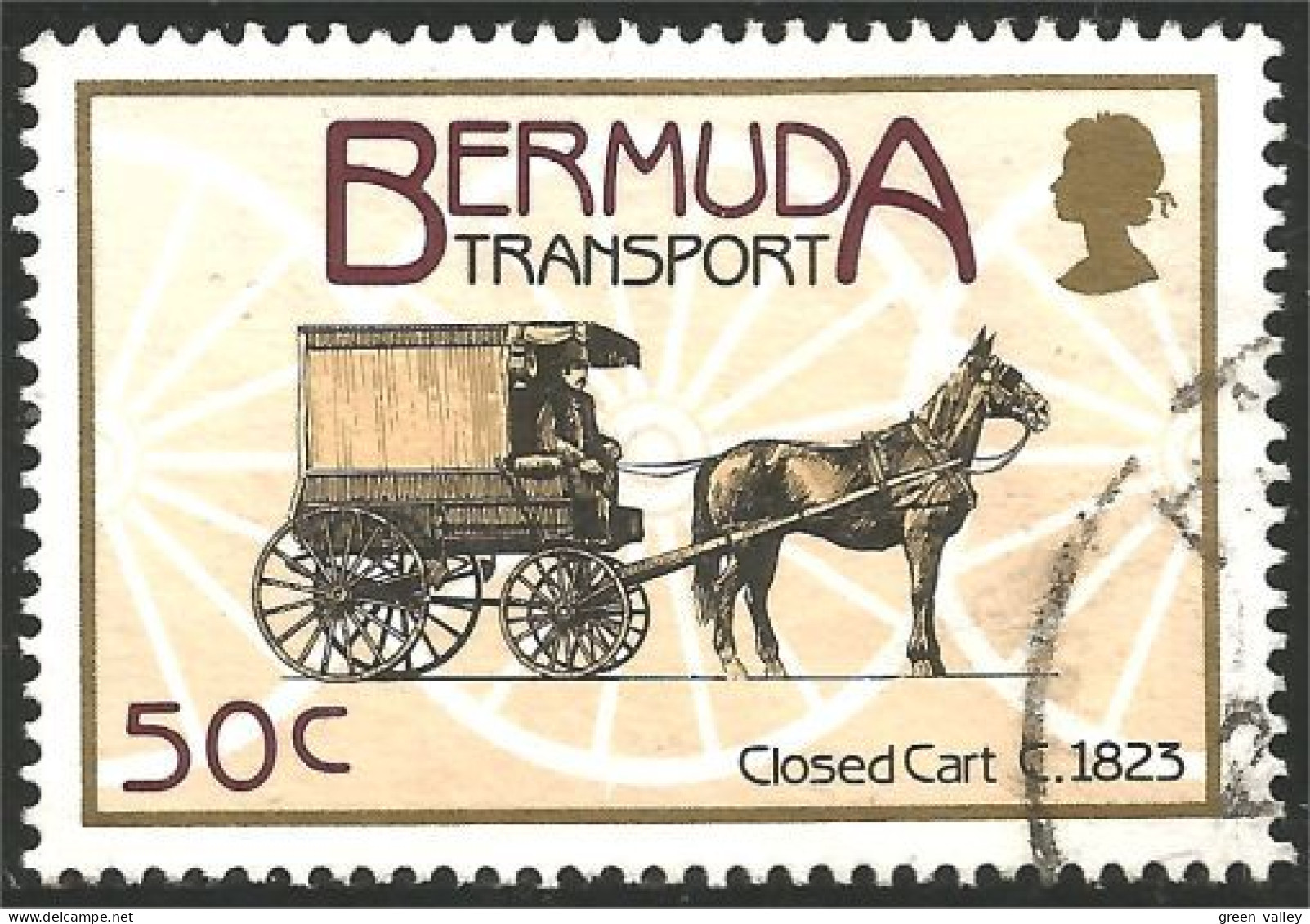 188 Bermuda Horse-drawn Charette Cheval Fiacre Diligence Closed Cart Stagecoach (BER-106) - Kutschen