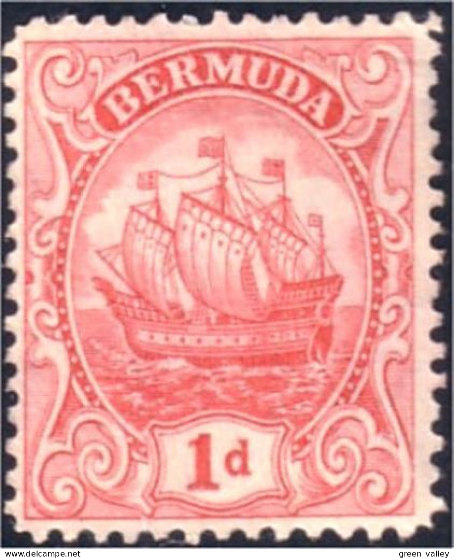 188 Bermuda 1p Red Caravel Caravelle Bateau Voilier Sailing Ship (BER-57) - Bermudas