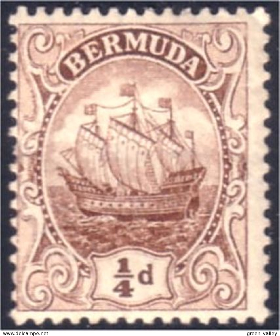 188 Bermuda 1/2p Brown Caravel Caravelle Bateau Voilier Sailing Ship MH * Neuf CH (BER-54) - Bermudes