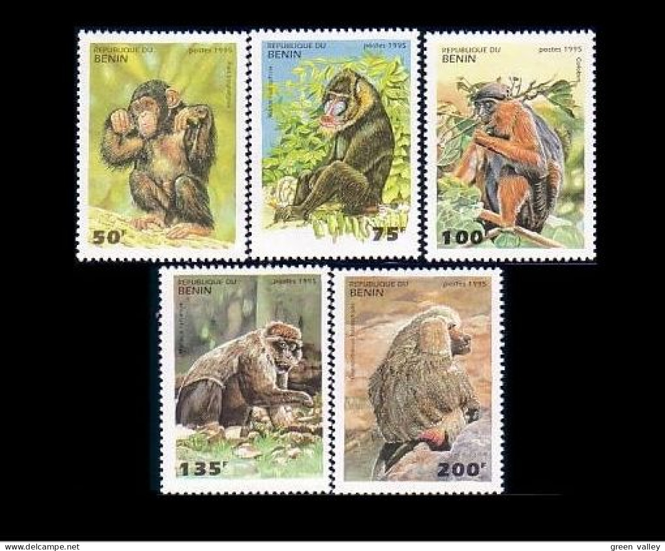 186 Benin Singes Monkeys Apes MNH ** Neuf SC (BEN-3b) - Affen