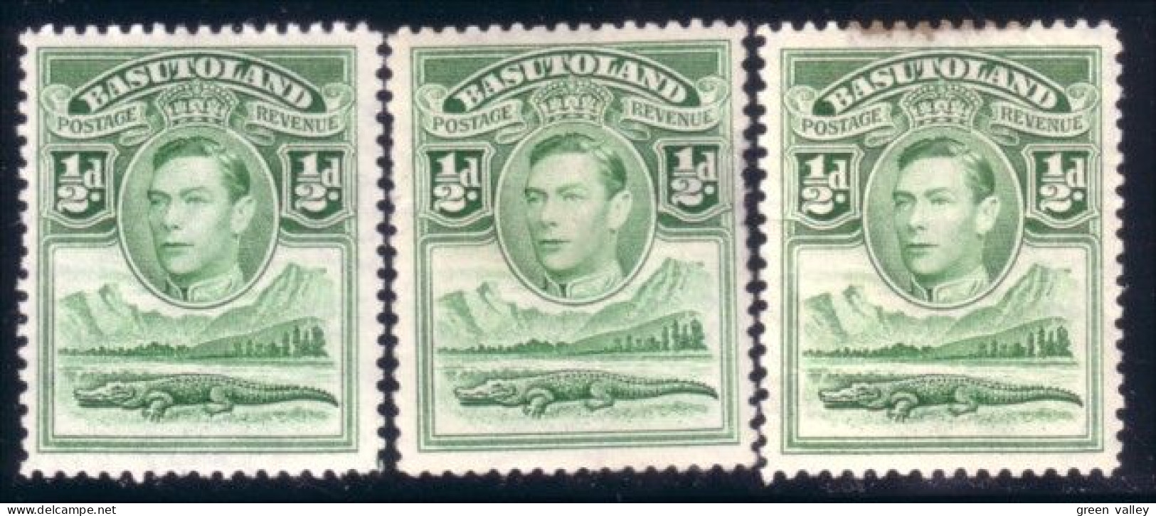 170 Basutoland Trois Three 1/2d Vert Green MH * Neuf CH (BAS-53) - 1933-1964 Kronenkolonie