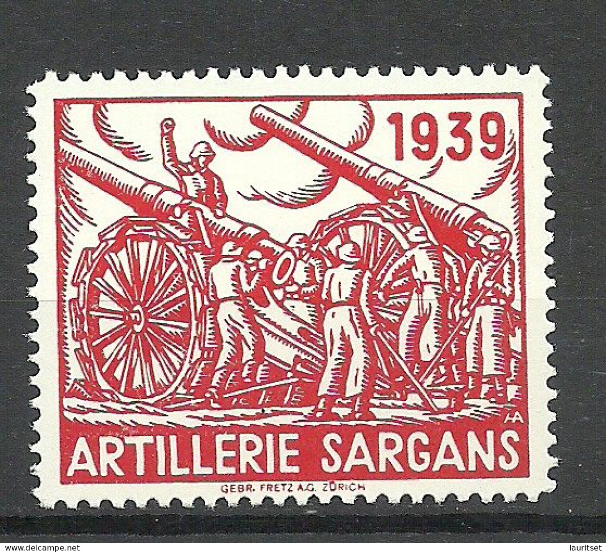 SCHWEIZ Switzerland 1939 Soldatenmarke Artillerie Sargans MNH Military - Etichette