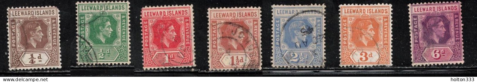 LEEWARD ISLANDS Scott # 103//110 Used - KGVI Short Set - Leeward  Islands