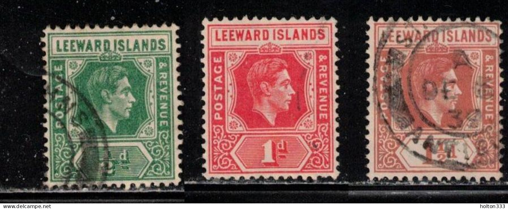 LEEWARD ISLANDS Scott # 104-6 Used - KGVI - Leeward  Islands