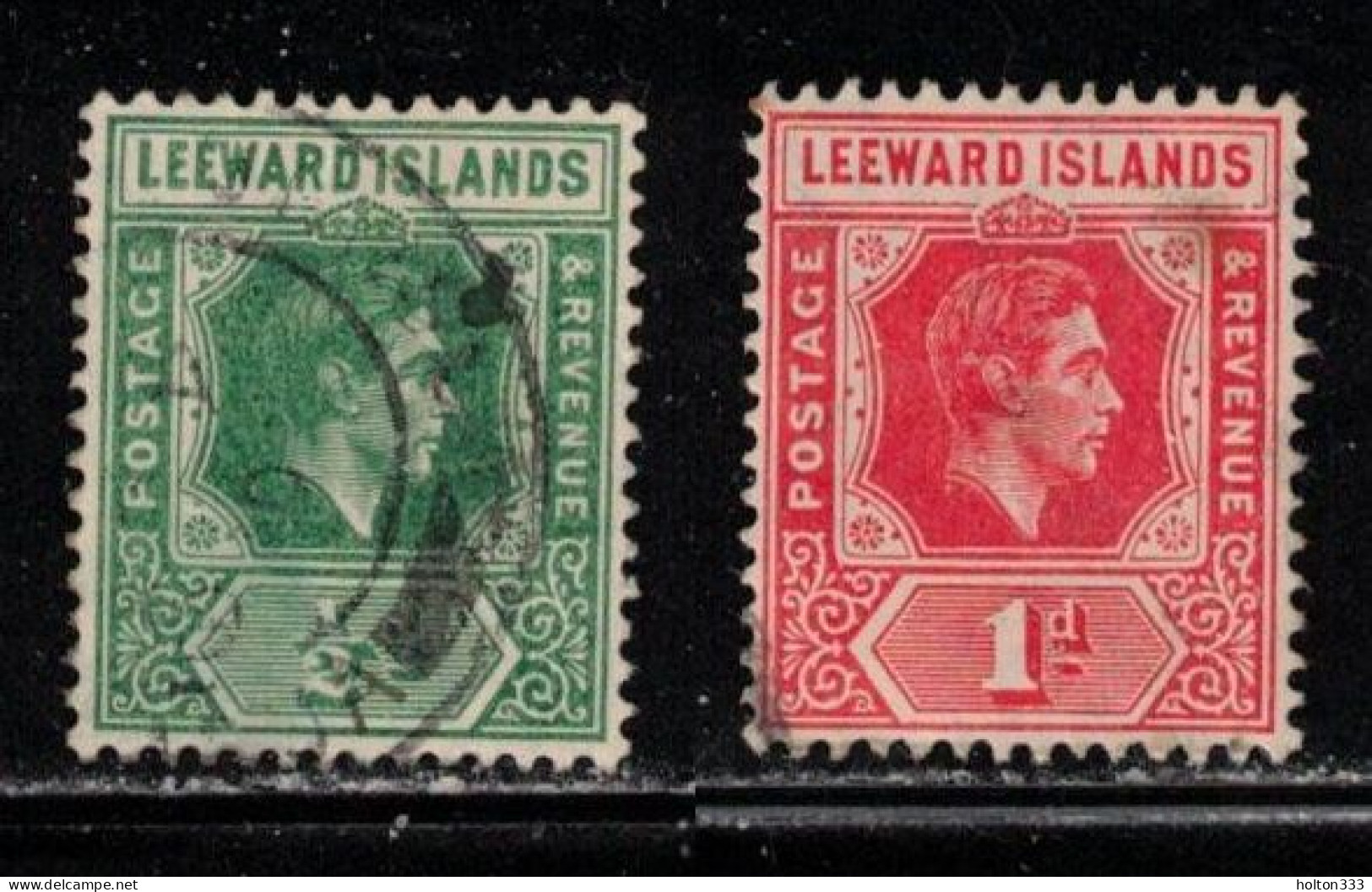 LEEWARD ISLANDS Scott # 104-5 Used - KGVI - Leeward  Islands