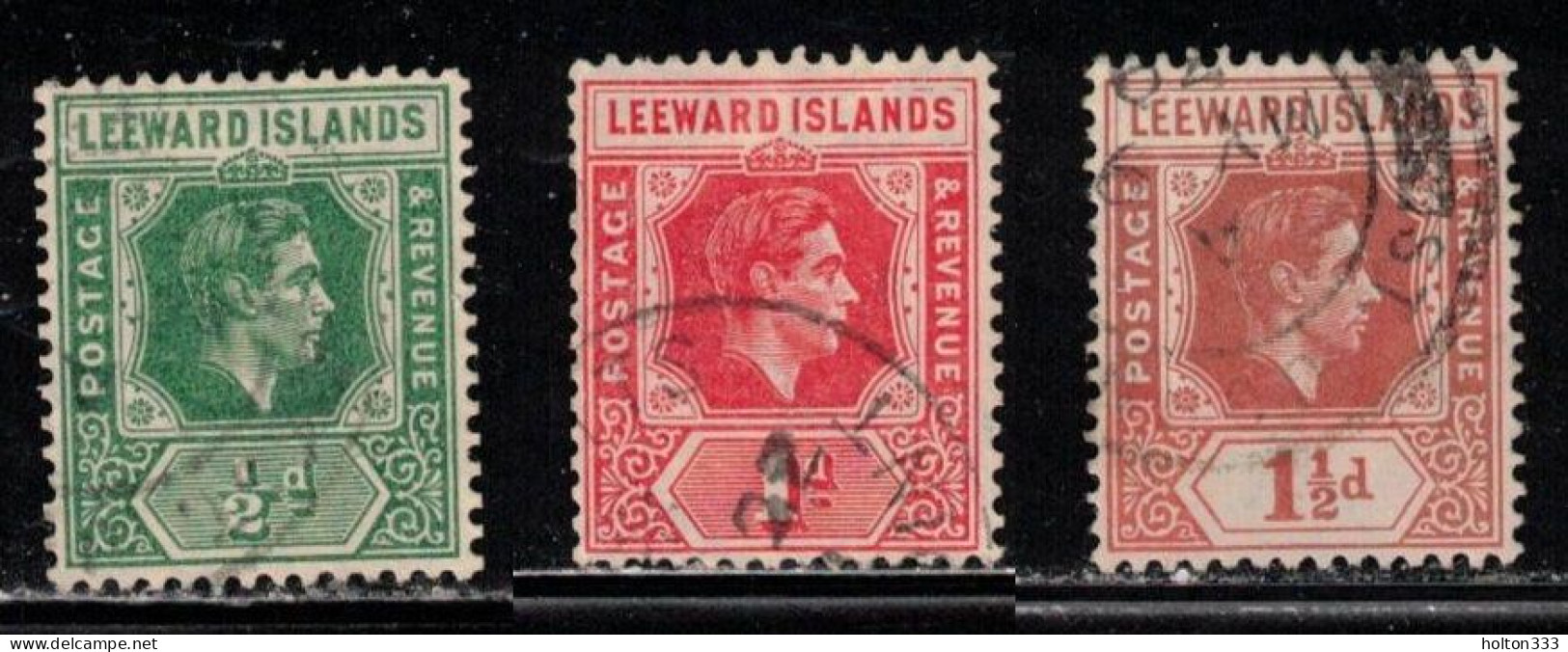 LEEWARD ISLANDS Scott # 104-6 Used - KGVI A - Leeward  Islands