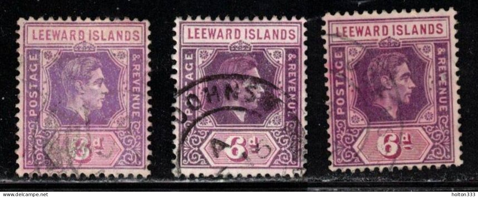 LEEWARD ISLANDS Scott # 110, 110a, 110b Used - KGVI - Leeward  Islands