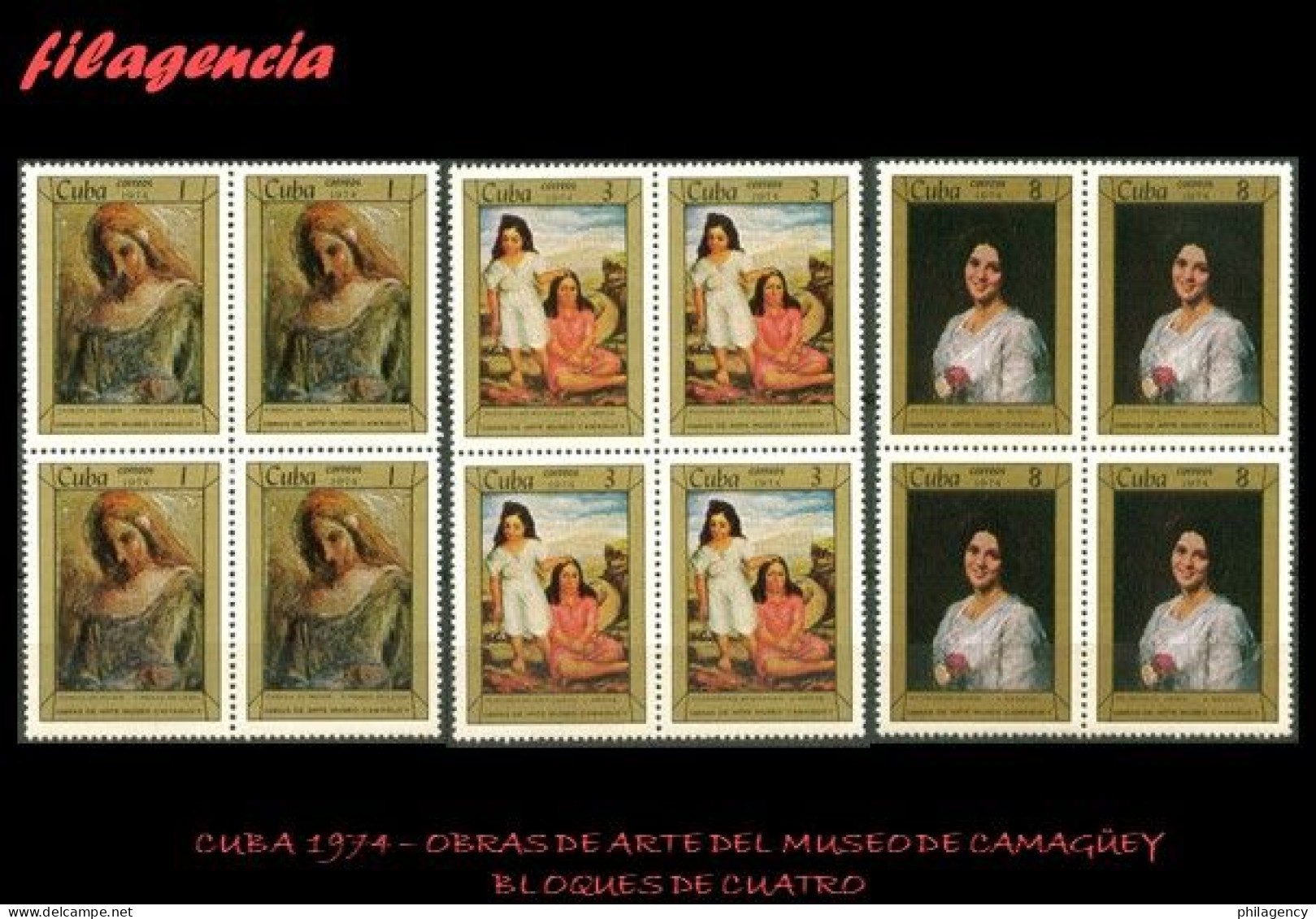 CUBA. BLOQUES DE CUATRO. 1974-02 OBRAS DE ARTE DEL MUSEO DE CAMAGÜEY - Ongebruikt