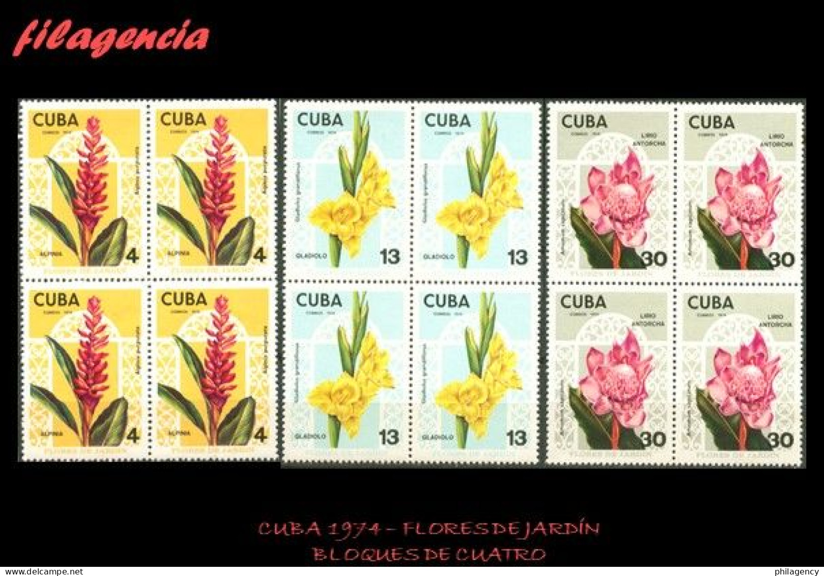 CUBA. BLOQUES DE CUATRO. 1974-16 FLORA. FLORES DE JARDÍN - Nuovi