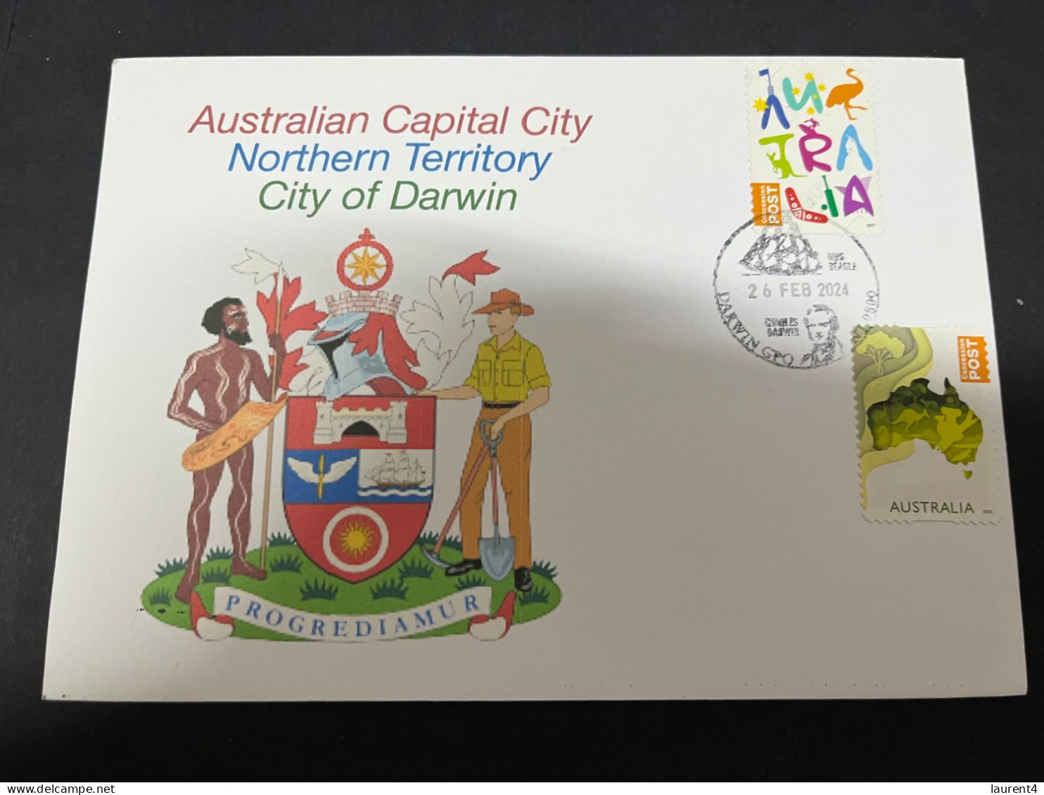 4-3-2024 (2 Y 9) Australia Post 2 Different "Concession" Stamps (city Of Darwin Postmark NT) - Lettres & Documents