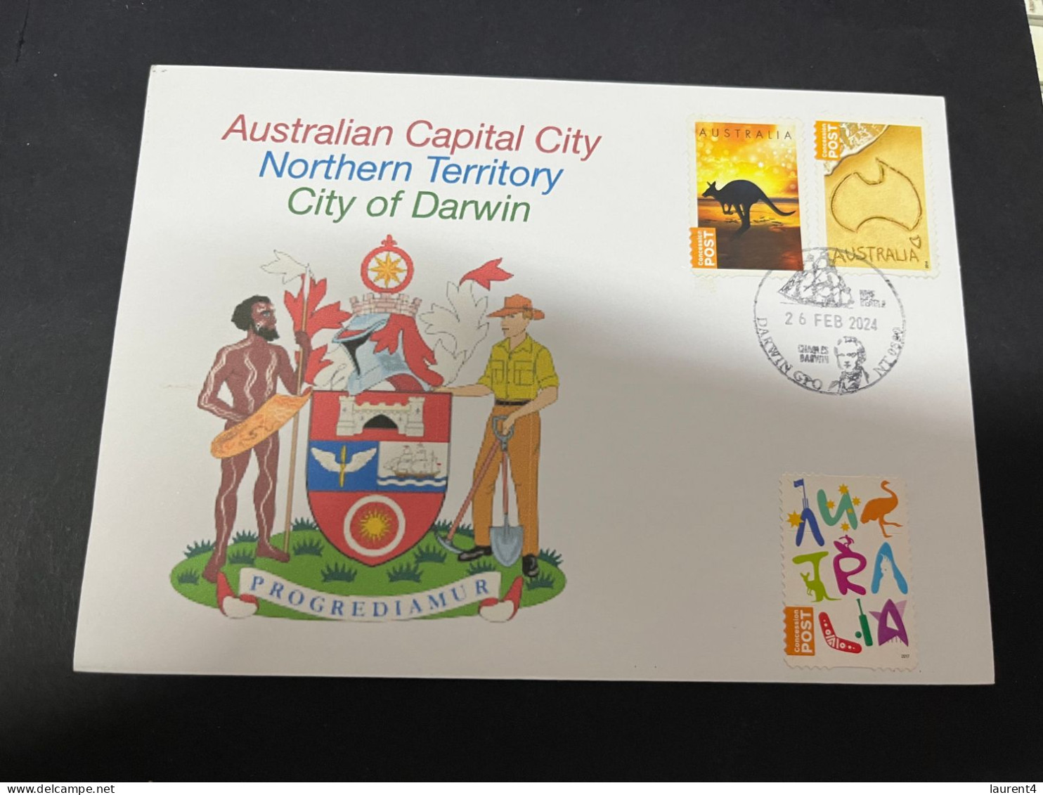 4-3-2024 (2 Y 9) Australia Post 2 Different "Concession" Stamps (city Of Darwin Postmark NT) - Covers & Documents