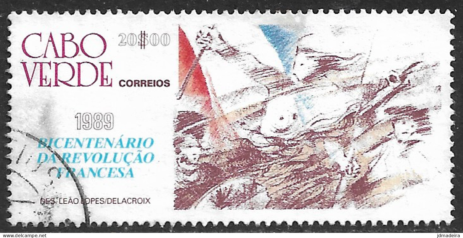 Cabo Verde – 1989 French Revolution 20$00 Used Stamp - Cap Vert