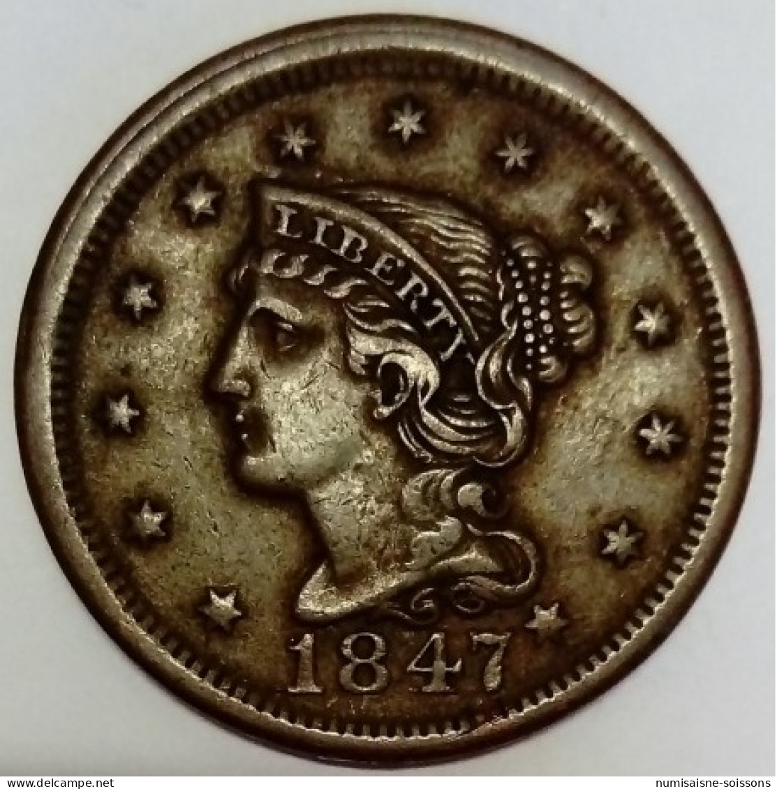 ETATS UNIS - KM 67 - 1 CENT 1847 - BRAIDED HAIR - TTB - 1840-1857: Braided Hair (Capelli Intrecciati)