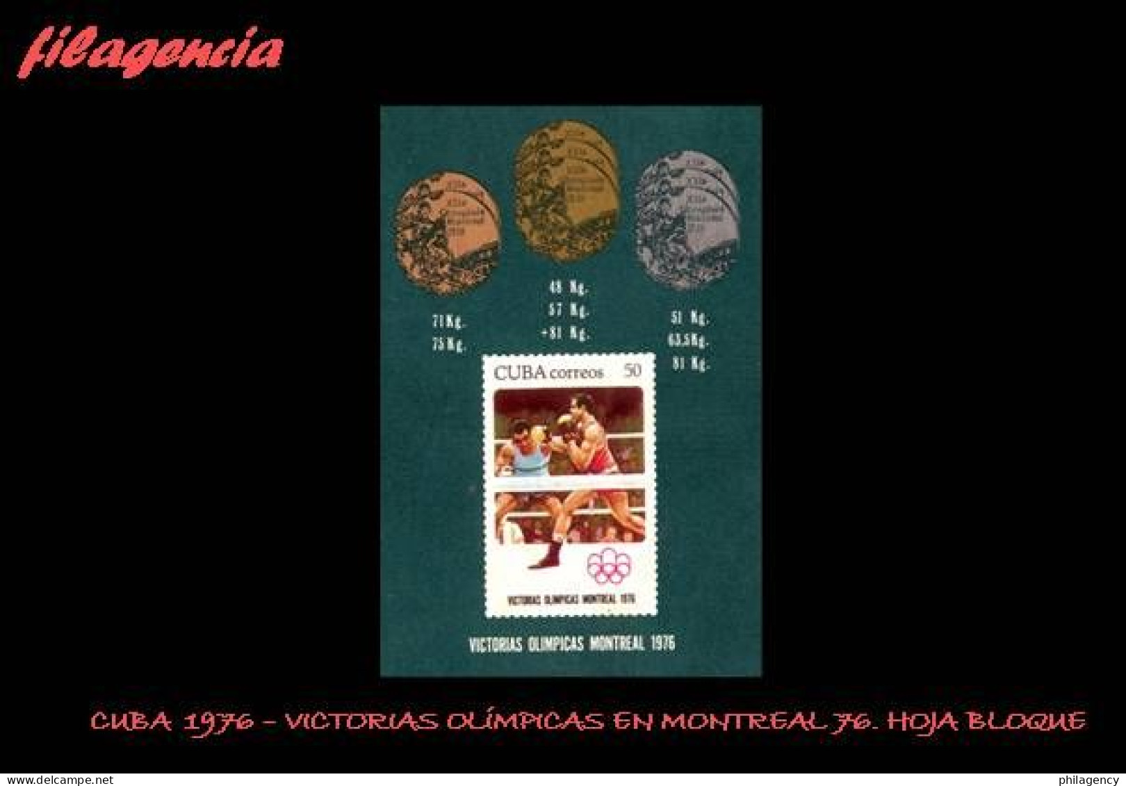 CUBA MINT. 1976-27 VICTORIAS OLÍMPICAS CUBANAS EN MONTREAL 76. HOJA BLOQUE - Ungebraucht