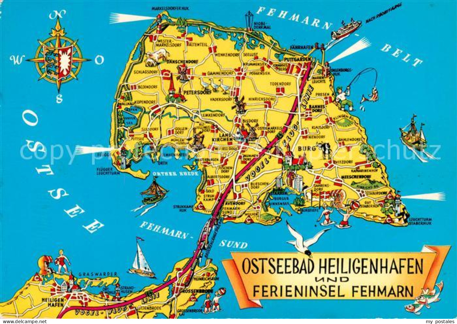 73813722 Heiligenhafen Ostseebad Gebietskarte Mit Insel Fehmarn Heiligenhafen Os - Heiligenhafen