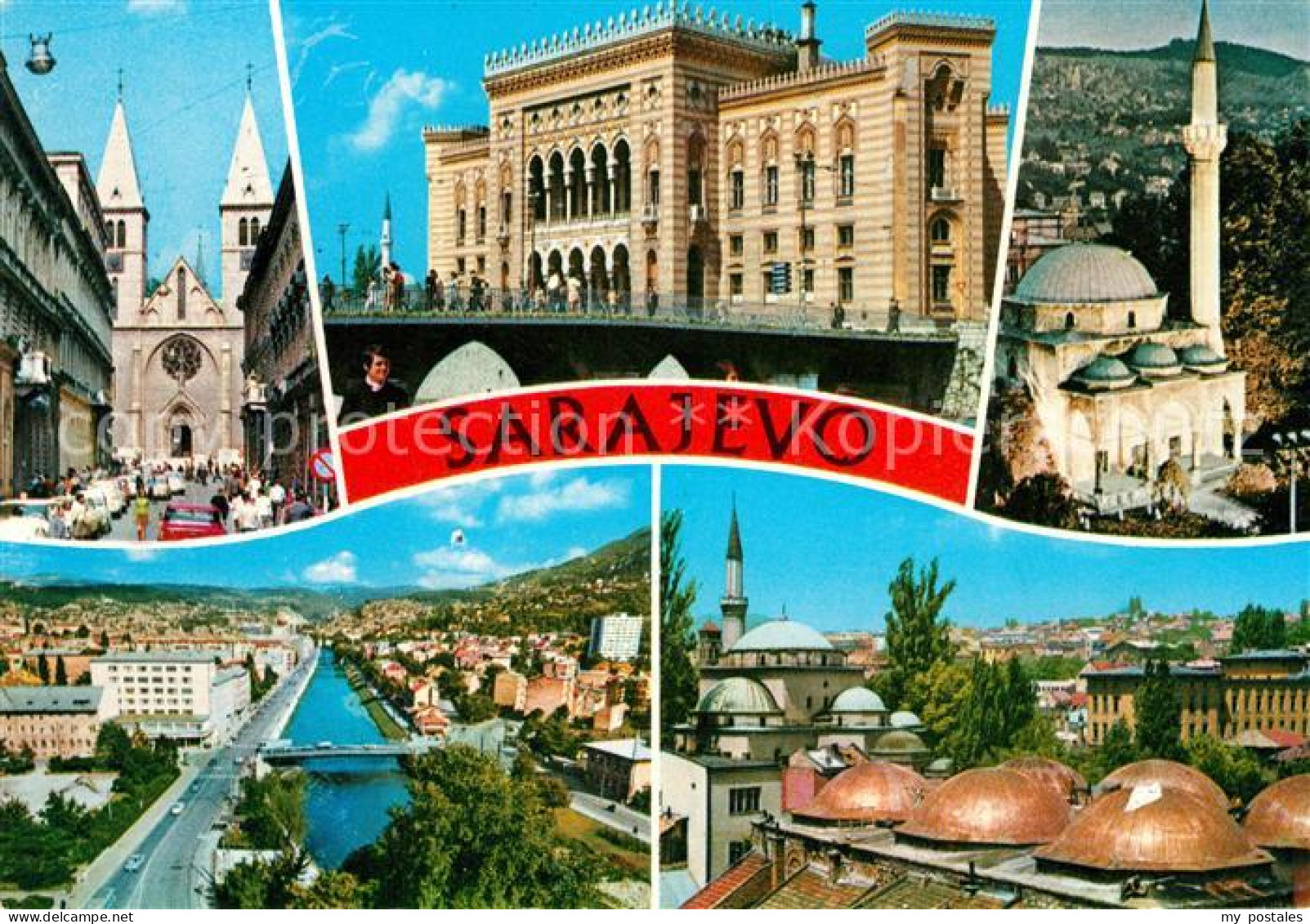 73152511 Sarajevo Kirche Rathaus Moschee Stadtpanorama Sarajevo - Bosnie-Herzegovine