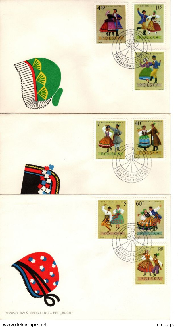 Poland 1969 Regionl Costumes,set 3 First Day Covers - FDC