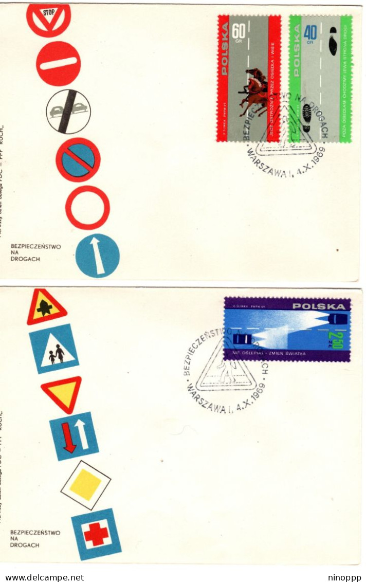 Poland 1969 Traffic Safety ,set 2 First Day Covers - FDC