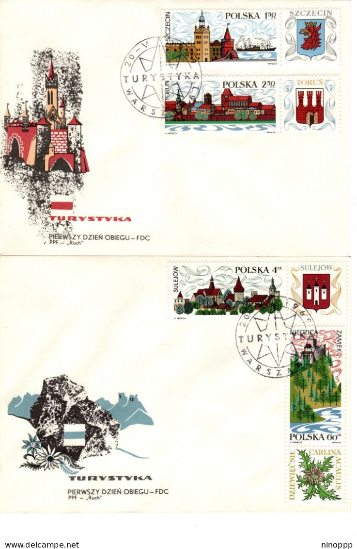 Poland 1969 Tourism,set 4 First Day Covers - FDC