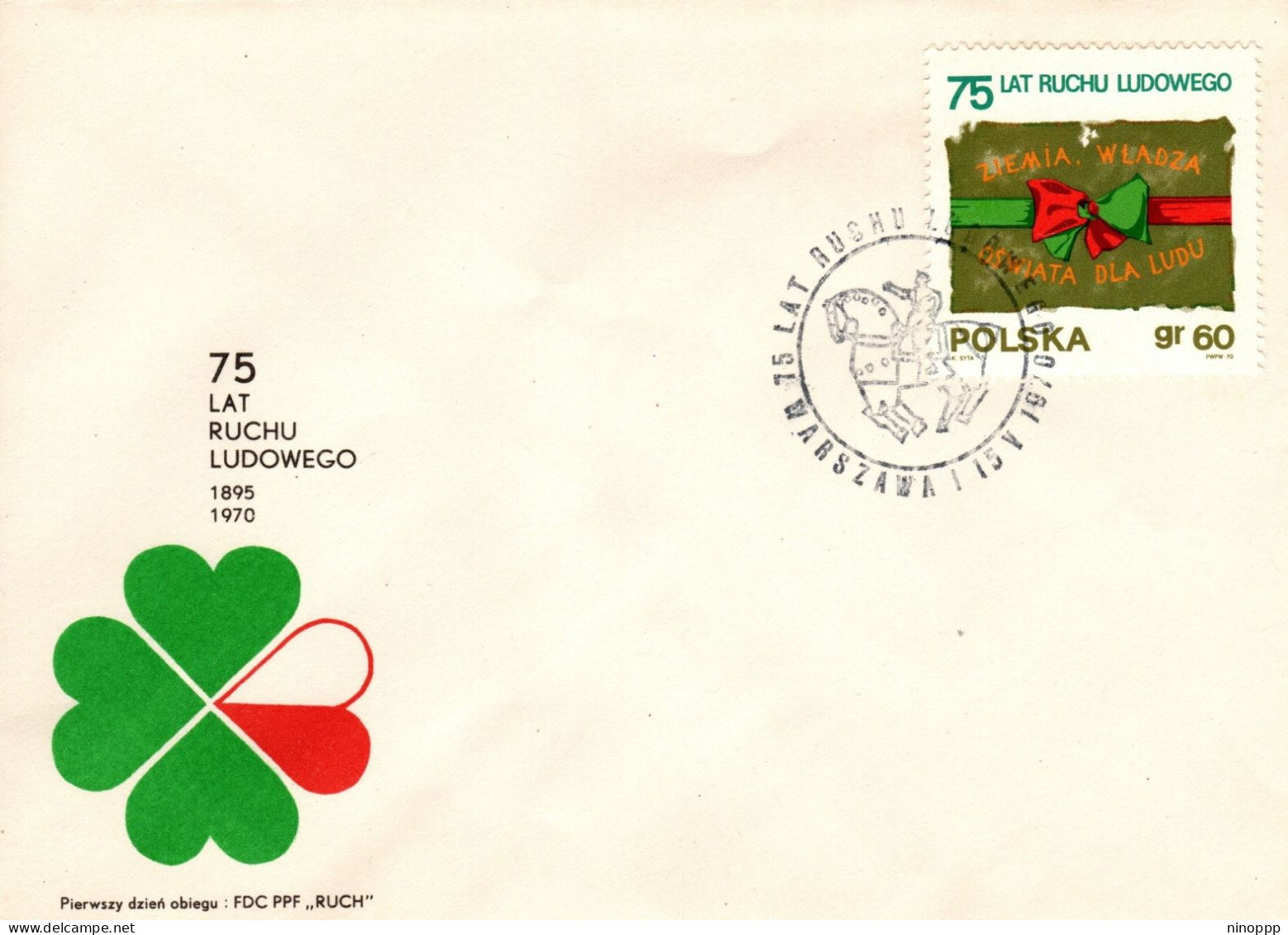 Poland 1970 75th Anniversary Of Peasant Movement, First Day Cover - FDC