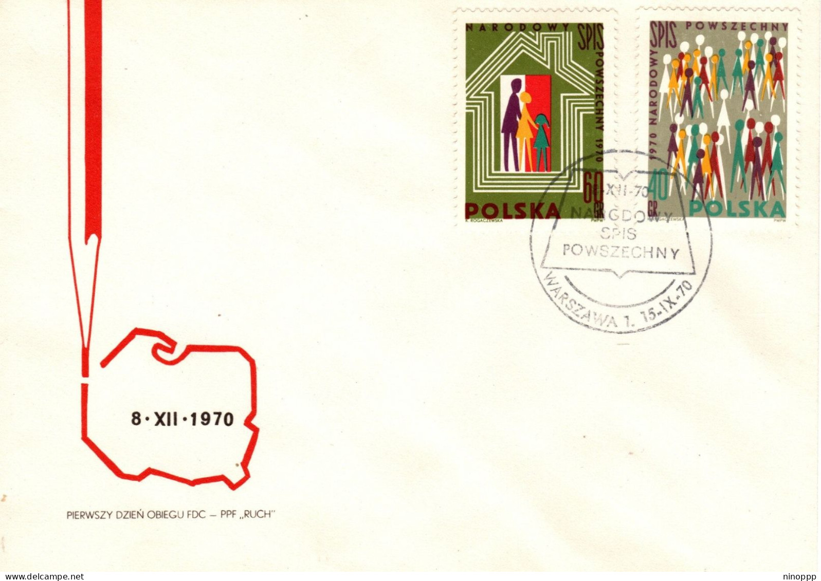 Poland 1970 National Census, First Day Cover - FDC