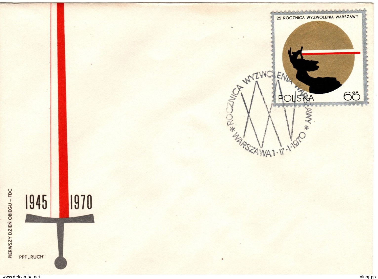 Poland 1970 Warsaw Liberation 25th Anniversary, First Day Cover - FDC